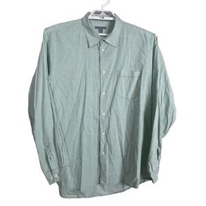 Martin Gordon Button Up Shirt Mens XL Green White Check Cotton Long Sleeve